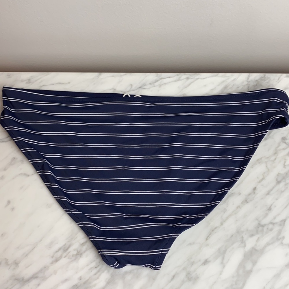 Athleta Piha Reversible Swim Bikini Bottom Navy Blue Striped Large - Picture 3 of 9